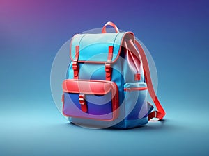 colorful 3d isometric back pack on gradient background