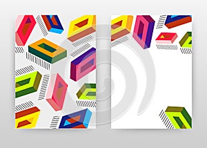 Colorful 3d orange yellow blue red design for annual report, brochure, flyer, poster. Colorful white background vector