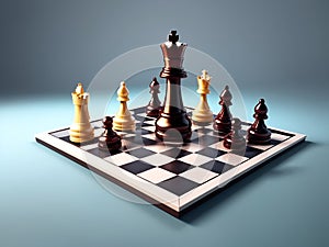 colorful 3d render chess board game with sky color background