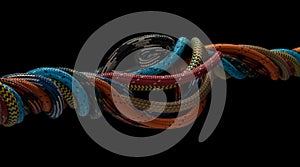 Colorful 3D Rendered Twisted Paracord with Clipping Path