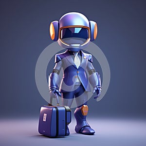 Colorful 3d Robot Character Holding Luggage - Toonami Inspired