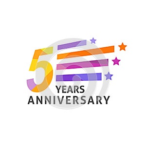 Colorful 5 th birthday banner logo design