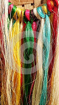 Colorful abaca strings for weaving Philippines photo
