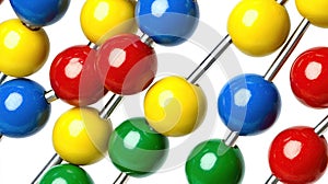 Colorful abacus beads close-up, isolated, education