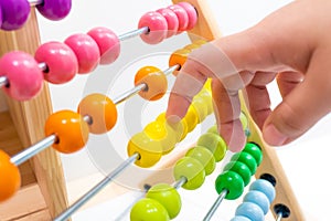 Colorful abacus children toy hand playing