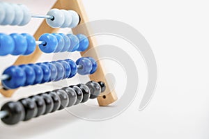 Colorful Abacus Close Up on White Background and Copy Space, Concept of Finances and Business