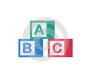 Colorful ABC blocks, early education and learning concept vector illustration