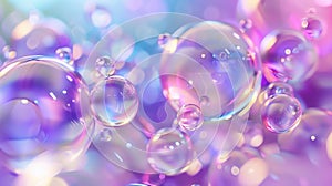 Colorful abstract 3d art background. Holographic floating liquid blobs, soap bubbles, metaballs.