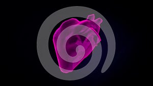 Colorful abstract 3d model of beating human`s heart moving on a dark background. Animation. Anatomy of human