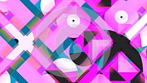 Colorful abstract art background with moving geometry shapes. Motion. Concept of suprematism, kaleidoscope pattern.