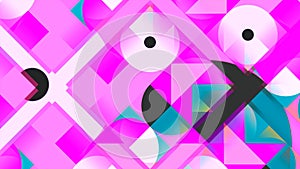 Colorful abstract art background with moving geometry shapes. Motion. Concept of suprematism, kaleidoscope pattern.