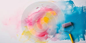 Colorful abstract art with paint roller