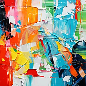 Colorful Abstract Art Painting Inspired By Photography In Gerhard Richter Style