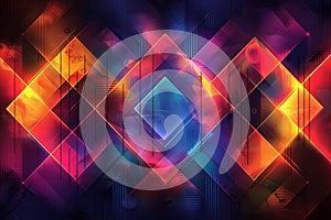 Colorful abstract artwork with geometric shapes and digital effects for modern design