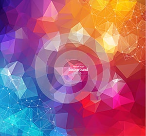 Colorful abstract background. Abstract polygonal background with connecting dots and lines. Connection structure. Vector science b