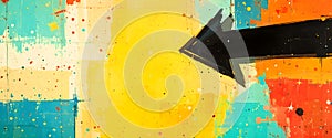 Colorful Abstract Background With Bold Black Arrow Pointing Left In Dynamic Modern Design