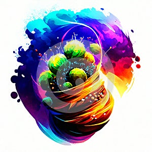 colorful abstract background with cacti in a glass vase AI Generated