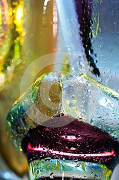 Colorful abstract background. Glass drops water.