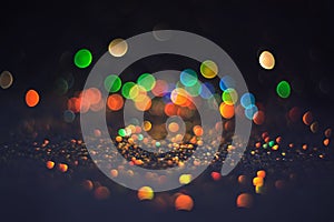 Colorful abstract background glittering defocus lights. Beautiful background with colored bokeh