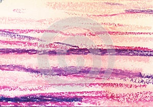 Colorful abstract background. lilac, purple, violet dash stripes on a light toned with pink watercolor textured paper.