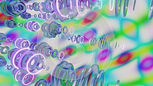 Colorful abstract background made of glowing rings and transparent glossy originals