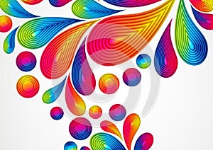 Colorful abstract background with striped drops splash