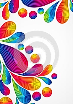 Colorful abstract background with striped drops splash, vector color design, graphic illustration.