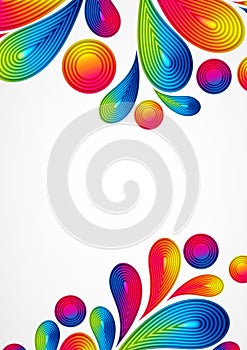 Colorful abstract background with striped drops splash, vector color design, graphic illustration. A4