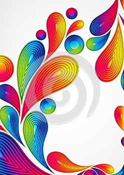 Colorful abstract background with striped drops splash, color design