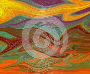 Colorful abstract background with thick marbled textured paint design in blue green yellow orange purple and red