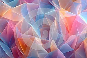 Colorful abstract background with translucent polygonal folds and soft gradients creating a dynamic and ethereal texture photo