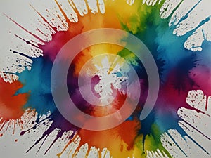 Colorful abstract background with water color splash on white paper