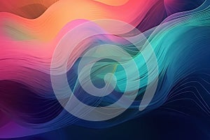 a colorful abstract background with wavy lines and curves in pastel shades of pink, blue, yellow, and green on a black background