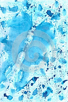 Colorful abstract blue handcrafted watercolour backdrop. Multi