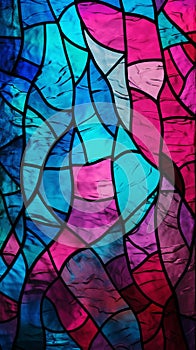 Colorful abstract blue and magenta background. Stained glass window texture pattern