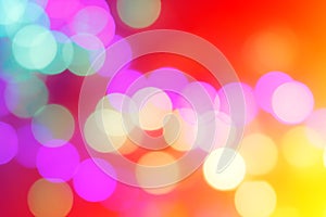 Colorful abstract blurred circular bokeh light of night city street for background.