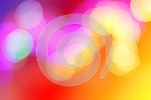 Colorful abstract blurred circular bokeh light of night city street for background.