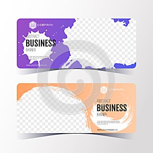 Colorful Abstract business banner template, horizontal banner cards set