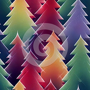 Colorful abstract candy christmas trees seamless pattern