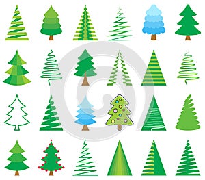 Colorful abstract christmas tree icons