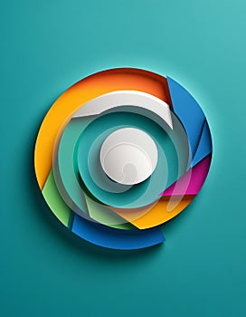 Colorful abstract circular pattern on teal background