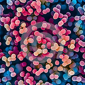 colorful abstract cocci bacterium, seamless texture and background