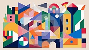 Colorful abstract collages made from scraps of previously used construction paper and magazines.. Vector illustration. photo