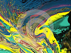 Colorful abstract creative hand painted background, fluid art, marble texture, acrylic painting on canvas