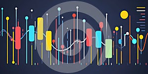 Colorful abstract data chart with analytics statistics graph lines and bars