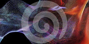 Colorful Abstract Data Mesh Wave Background with Flowing Lines and Dots
