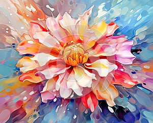 Colorful Abstract Digital Floral Pnting. photo