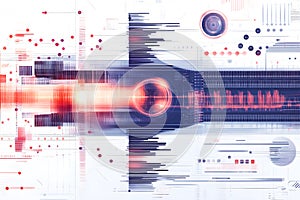 Abstract digital illustration featuring vibrant colors and dynamic lines, representing technology, data visualization