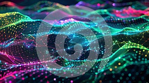 Colorful Abstract Digital Network Waves Background.