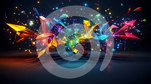 Colorful abstract explosion of geometric shapes